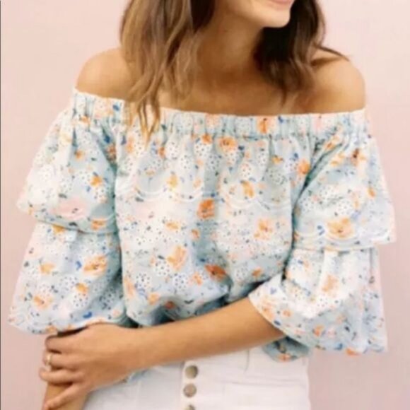 Anthro Laia Aqua Eyelet Top, Sz S, BNWT - Picture 4 of 9